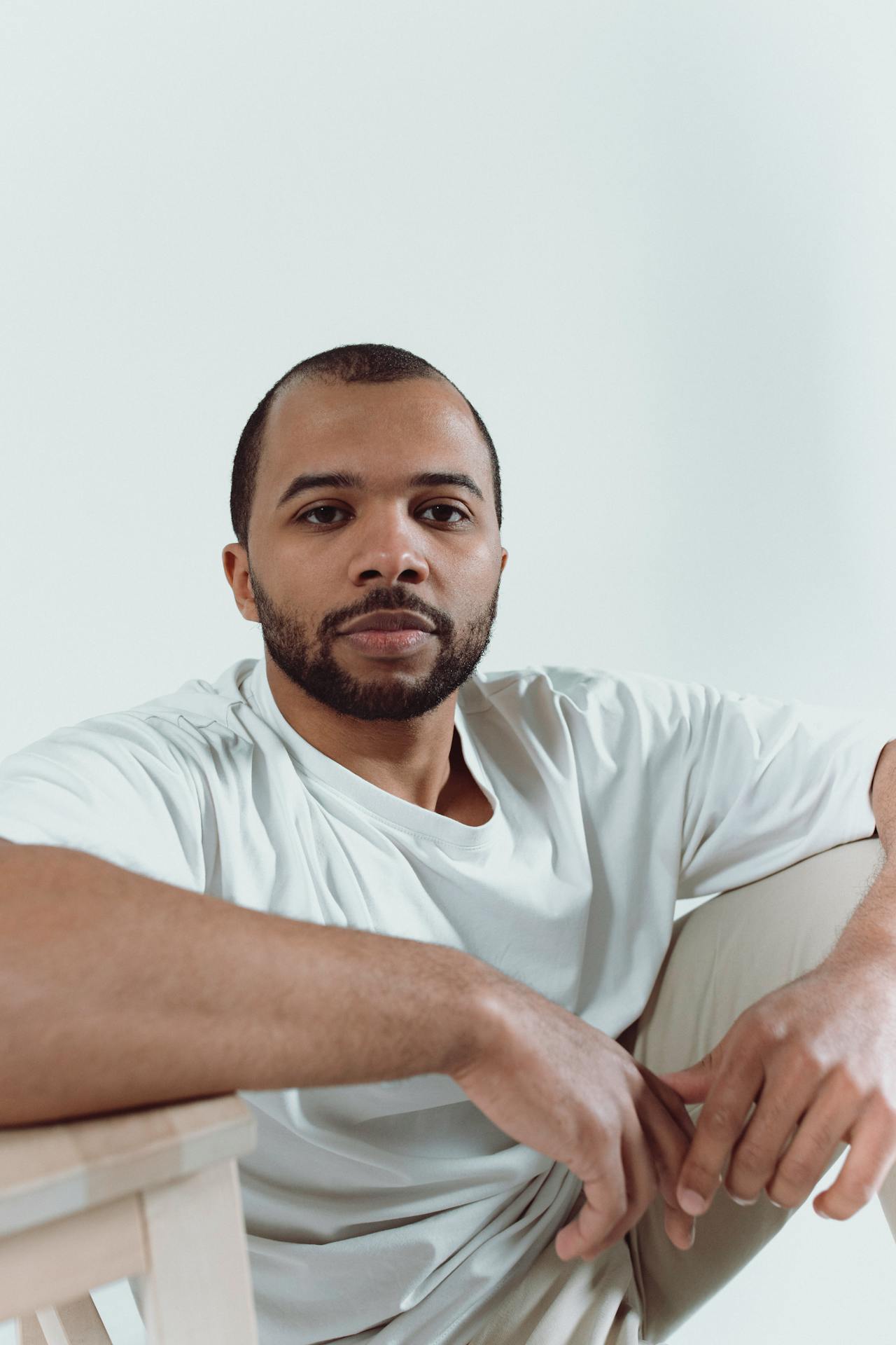 Person sitting calmly and reflectively